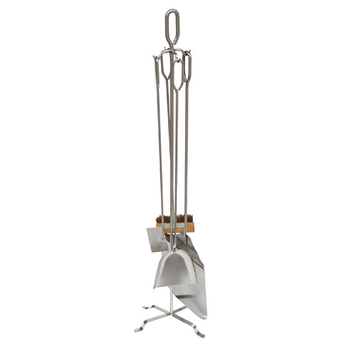 PZ321 Pizza Oven 4 Tool Set w floor stand, Rake/Scraper, Shovel, Brush, Spatula, All 750mm L, All grade 304 stainless steel