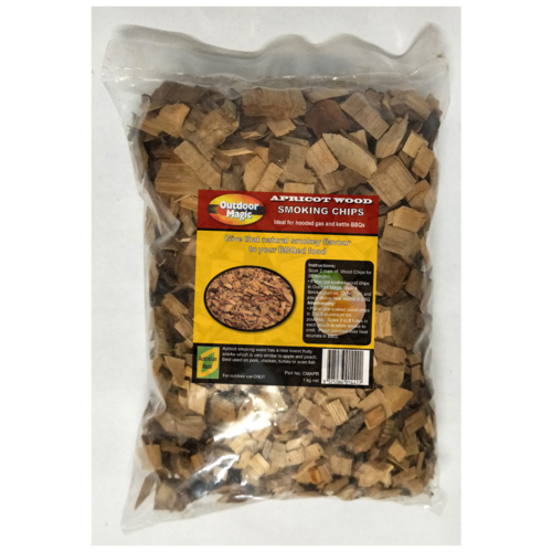 SF312 BBQ Smoking Grilling Chips 1kg Apricot Wood; Sweet mild flavoured smoke, use with smoker box