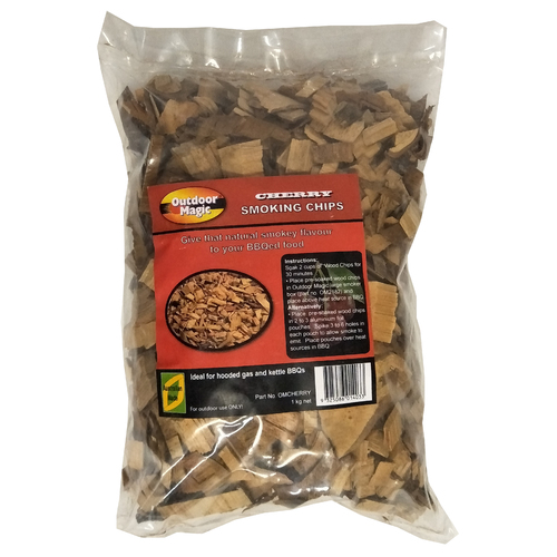 SF302 BBQ Smoking Grilling Chips 1kg CHERRY WOOD flavoured; Mild sweet fruity smoke, use with smoker box