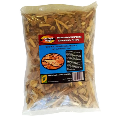 SF305 Smoking Grilling Chips 1kg MESQUITE flavoured; Strong spicy very distinctive Southwest USA, use with smoker box