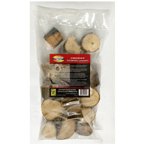 SF402 BBQ Smoking Grilling Chunks 3kg CHERRY WOOD flavoured; Mild sweet fruity smoke, use with smoker box
