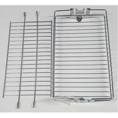 355mm L 190 W 55 D; CHROME BBQ Spit Rotisserie Grill Basket; adjustable; takes up to 12mm dia shaft