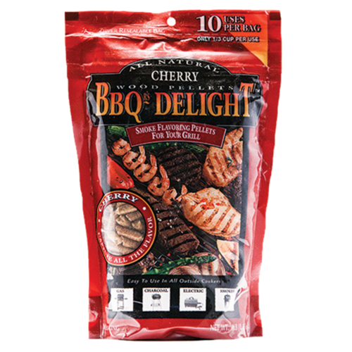 SF102 BBQrs Smoking Grilling Pellets 450g CHERRY WOOD flavoured; Mild sweet fruity smoke, use with smoker box