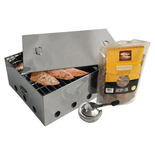 SF006 Portable Stainless Steel Smoker Box 450mm L 325mm W 155MM H; Smoke cheese, red meat, white meat, vegetables, seafood