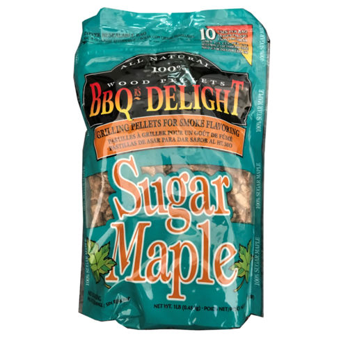 SF108 BBQrs Smoking Grilling Pellets 450g SUGAR MAPLE flavoured; Very mild, sweet light smoke, use with smoker box
