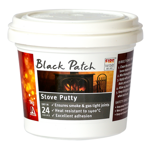 WBA029 1kg Black Heater/Stove/Flue/Fireplace Hi Temp Putty to 1400 C 